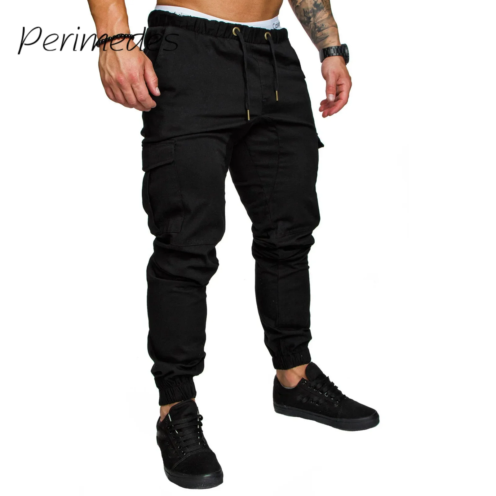 

Men'S 2024 Summer New Cargo Pants Ankle Tied Skinny Casual Multi-Pocket Trousers Fitness Sports Drawstring Workwear Trousers