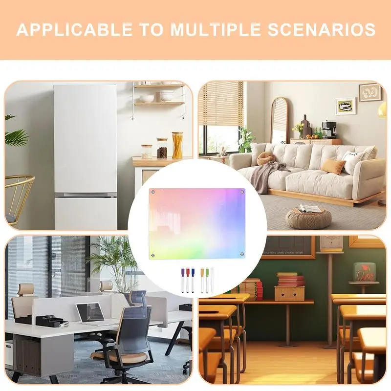 แม่เหล็กวางแผนสำหรับตู้เย็นกระดานไวท์บอร์ดอะคริลิคแม่เหล็กอเนกประสงค์พร้อมปากกาไวท์บอร์ด6อัน