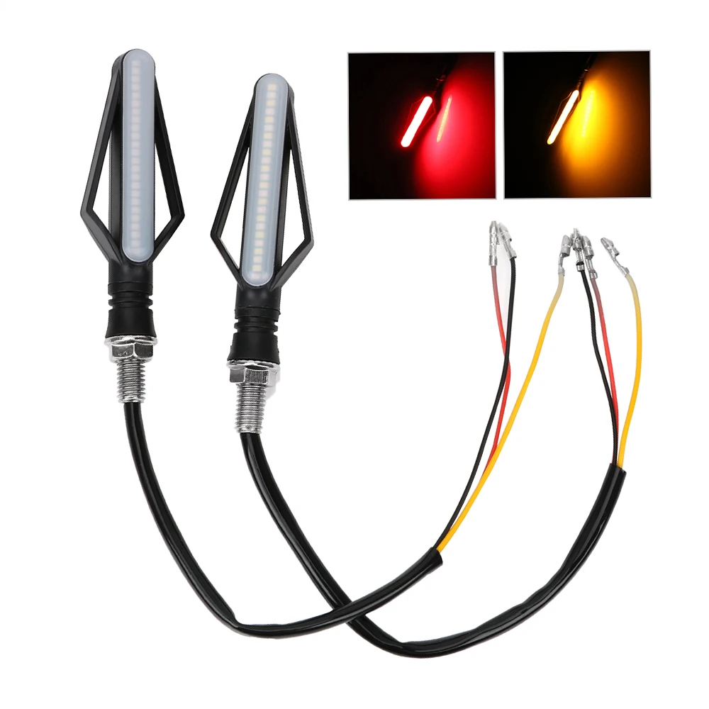 FORAUTO 1Pcs 24 LED Motorcycle Turn Signal Lights Motorbike Indicator for Fog Light Moto Tail Brake Lights Streamer Flashing