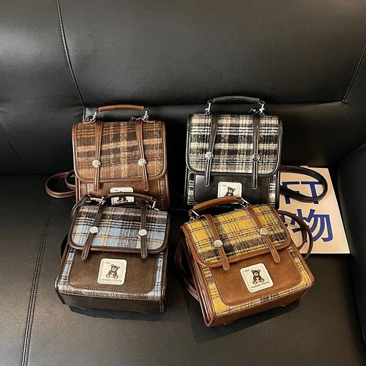 حقيبة ظهر على شكل دب لطيف على الطراز الكوري للنساء - حقيبة ظهر صغيرة بتصميم متخصص مع نمط منقوش ومقبض علوي، عصرية متعددة الاستخدامات #3