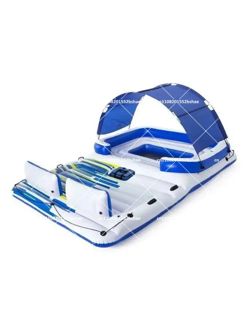 Water Inflatable Sofa Large Floating Table for 8 People, Island Motorboat Towable Tube