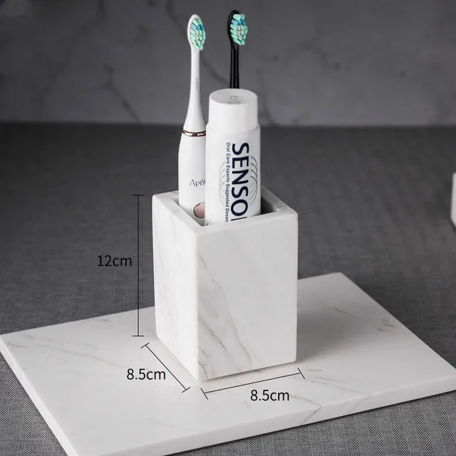 Nordic Bathroom Natural Marble Household Accessories Mouth Cup Toothbrush Holder Liquid Soap Dispenser Container Washing Tools