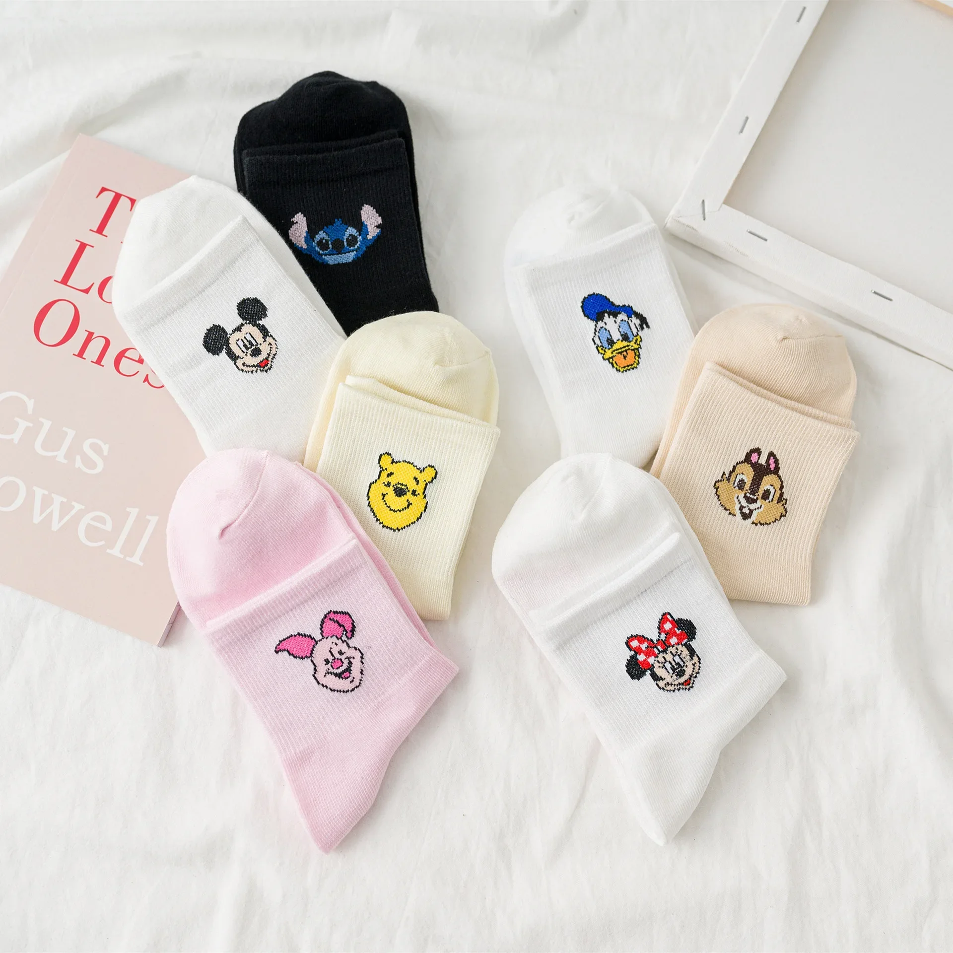 1 pairs of Socks Female Korean Version of the Tube Japanese Student Girl Spring Summer Cartoon College Trend Female Socks