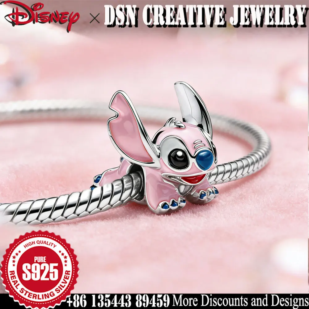 DSN 925 الفضة سحر ديزني غرزة تحلق الإبداعية الوردي المينا الخرز ل ثعبان سلسلة سوار سحر المرأة الفاخرة مجوهرات هدية