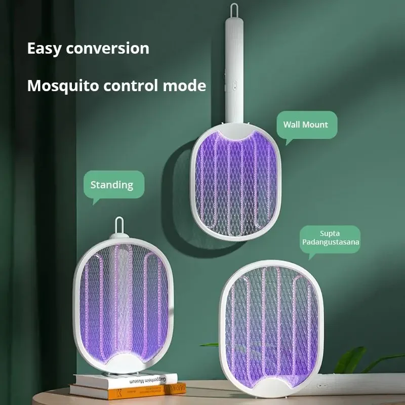 1pc New Mosquito Killer Lamp USB Rechargeable Electric Foldable Mosquito Killer Racket Fly Swatter 3000V Repellent Lamp