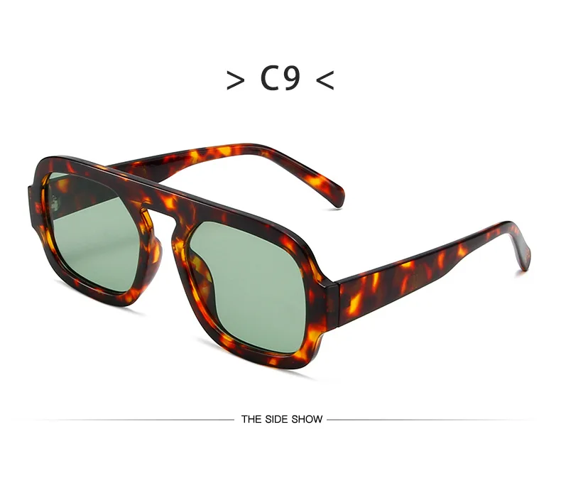 Mode quadratische Sonnenbrille Frauen neue Retro schwarz braun dicken Rahmen Pilot Sonnenbrille Frau Chic Polygon Leopard Shades UV400 – Detail 18