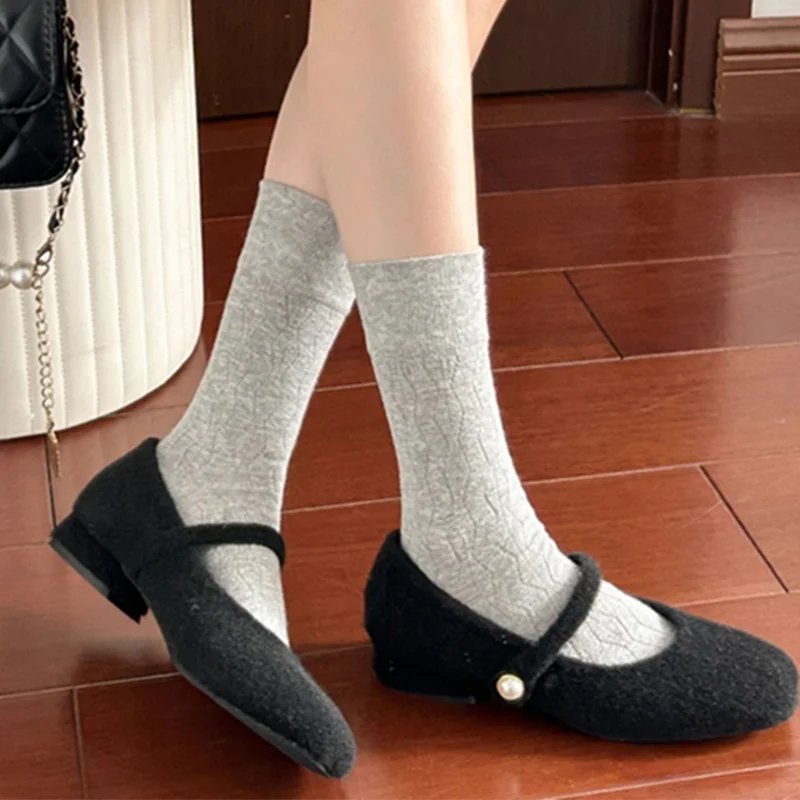 

Square Toe Women Mary Jane Shoes Elegant Heeled Suede Shoes 2025 New Loafers Shoes Dress Fashion Autumn Comfort Mujer Zapatos