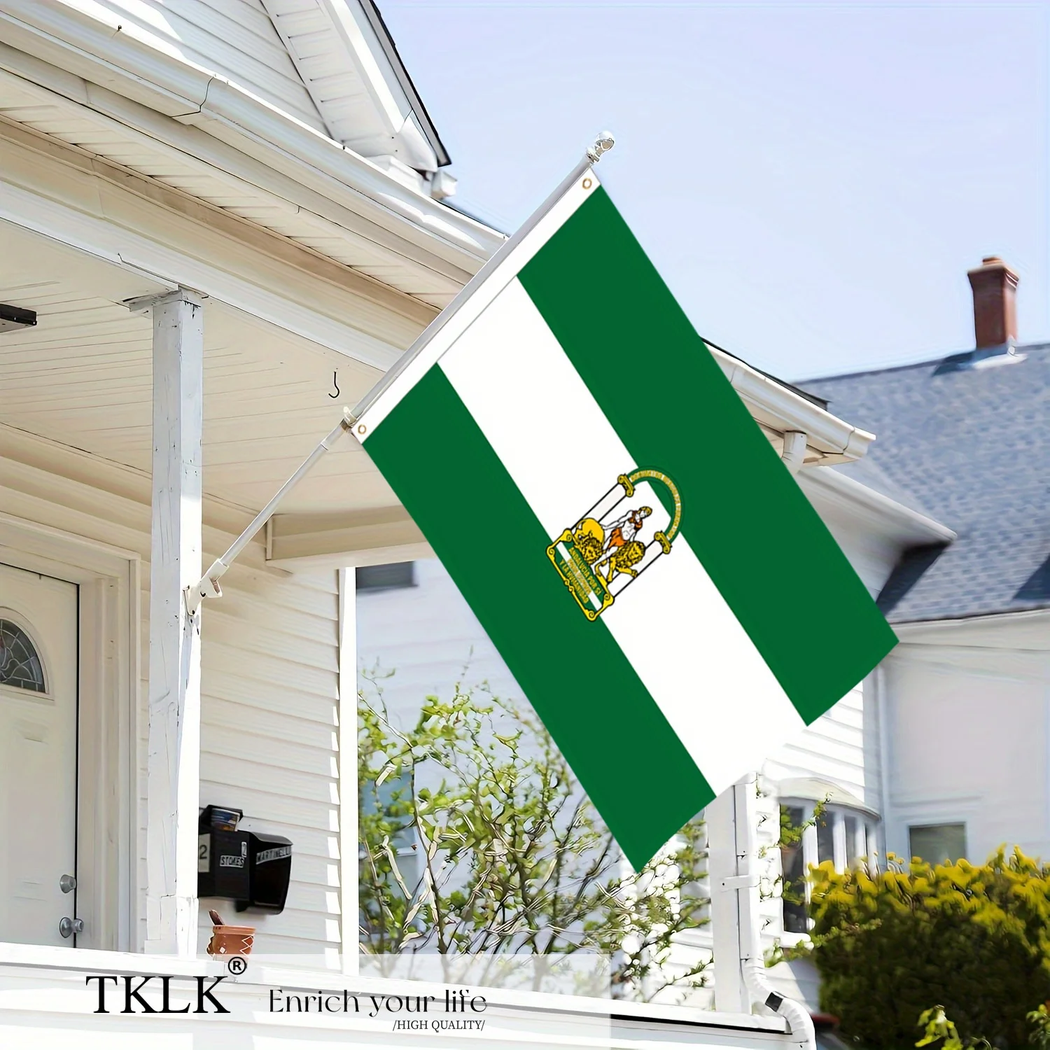 1pc Durable Spanish Andalusian Flag, with 2 Metal Buttonholes, Suitable for Indoor Outdoor and Parade Decoration. No Flagpole
