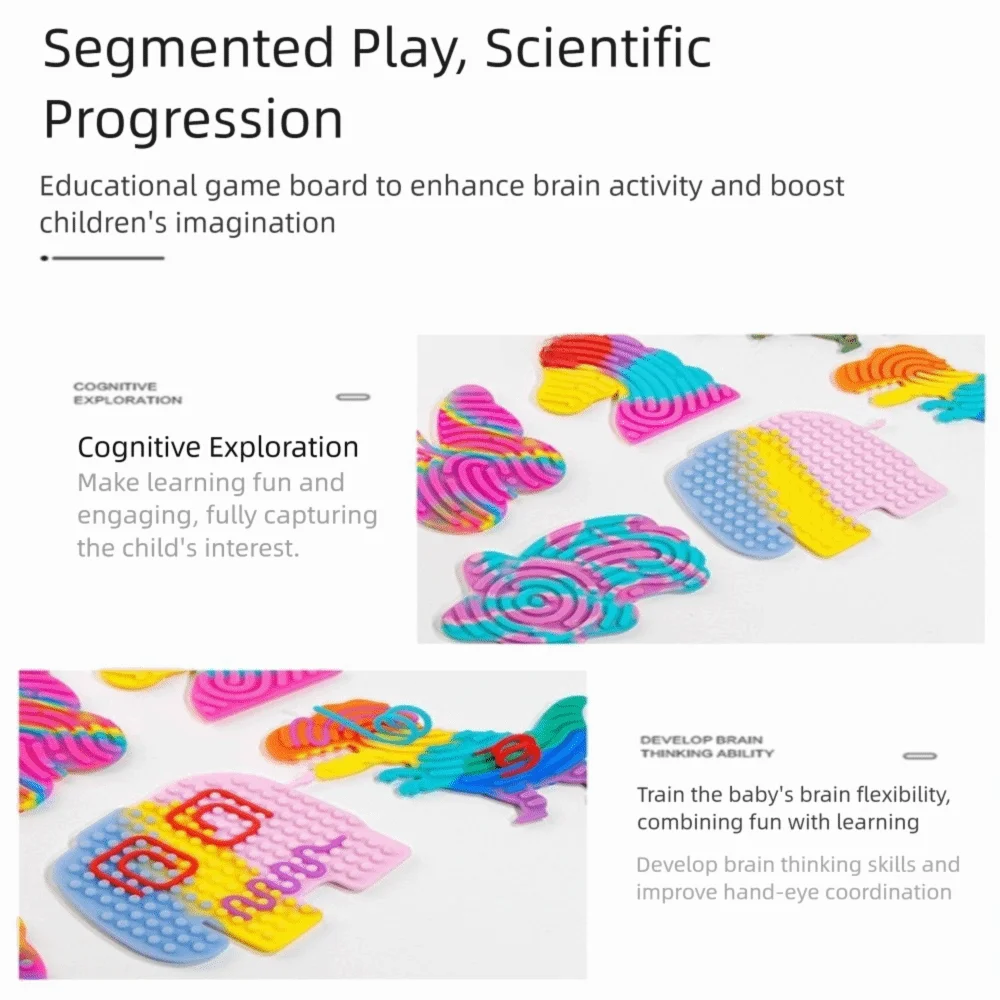 

New Cartoon Sensory Activity Board with 11 Rods Silicone Educational Toys ADHD Sensory Toys Children's Educational