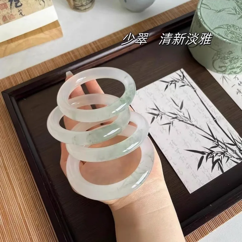 

HQ браслет из натурального нефрита для женщин, бесцветный Tianshan, полугорные водные нефритовые браслеты, браслеты с плавающими цветами, амулет, ювелирные изделия