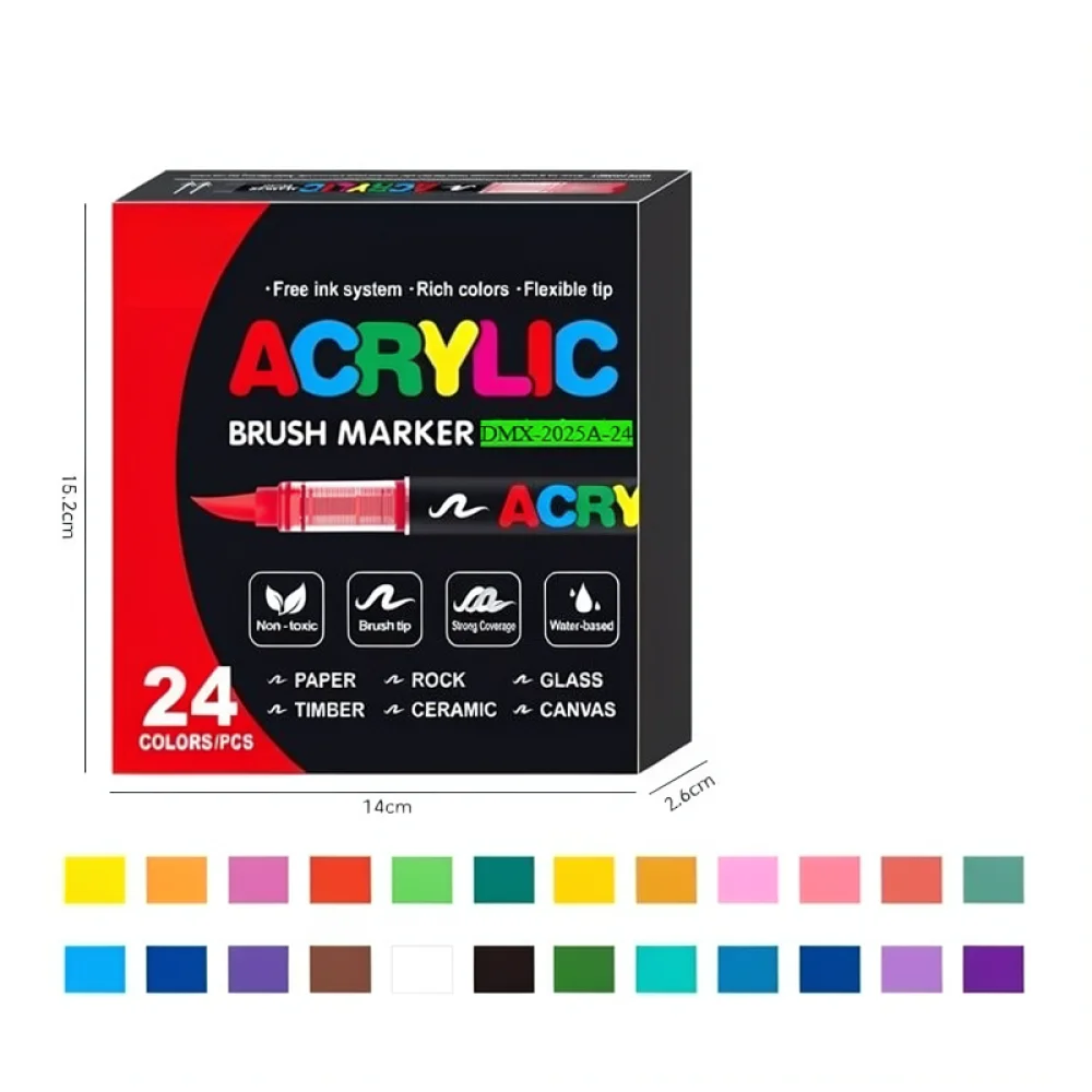 Acrylic Paint Marker Liquid Ink Soft Tip Drawing Pen Waterproof Art Supplies For Craft Projects School Stationery Painting Kit