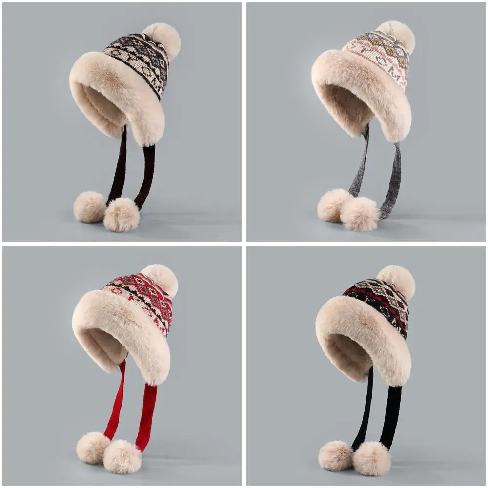 Gorro pasamontañas de felpa a la moda para invierno, gorro tejido grueso Thundershirt, protección para los oídos, gorro cálido con cabeza grande para otoño e invierno