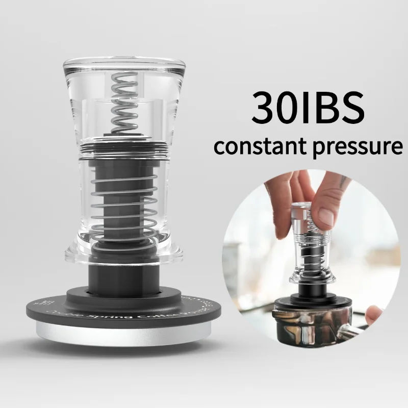 BEARR Coffee Double Spring Coffee Powder Acrylic Handle Constant Pressure Spring Coffee Tamper 51/53/54/58MM Barista Tool