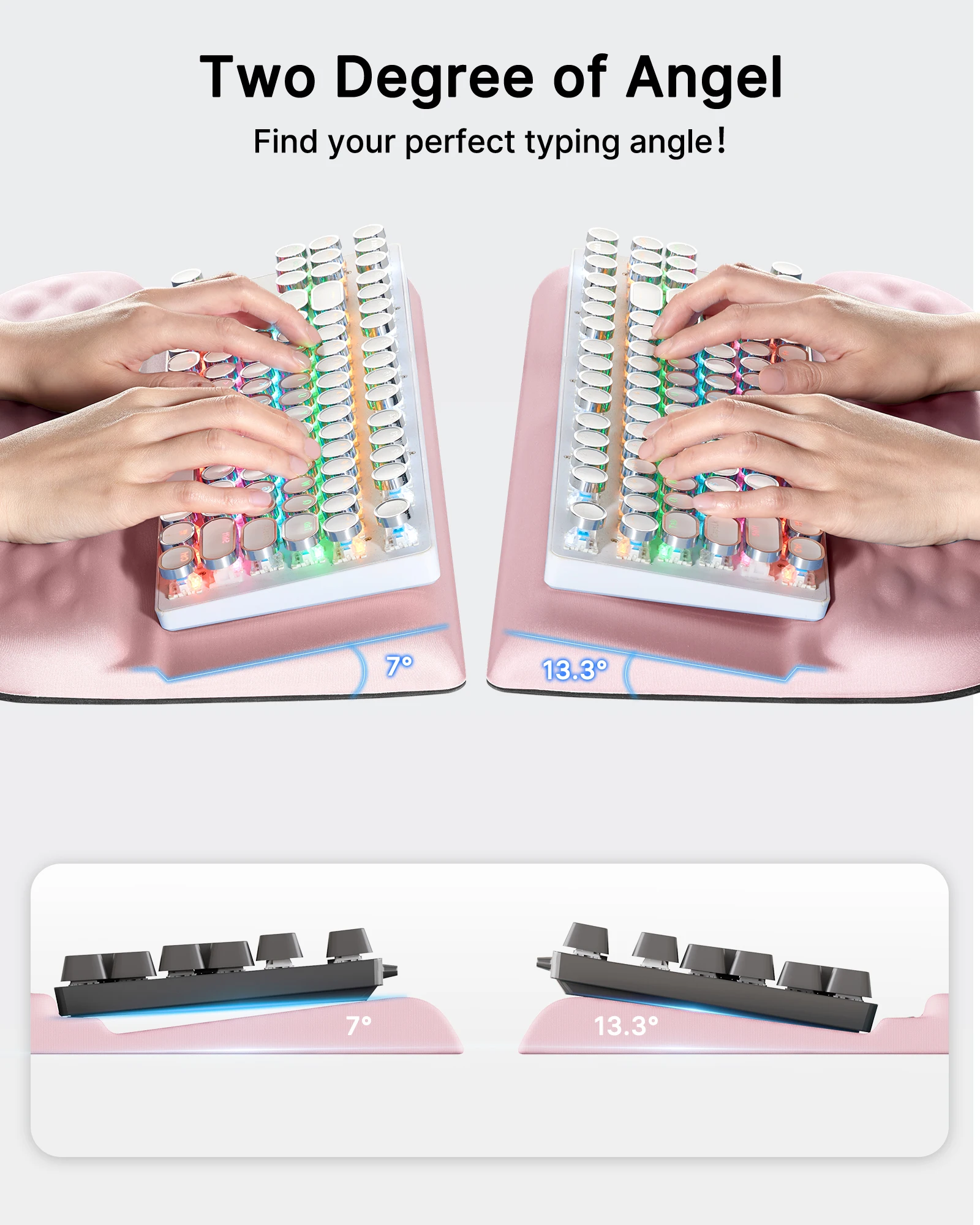 

Keyboard Wrist Rest Stand for Desktop, 2 Angle Adjustment Ergonomic Computer Keyboard Stand Key Board Riser Holder for Office