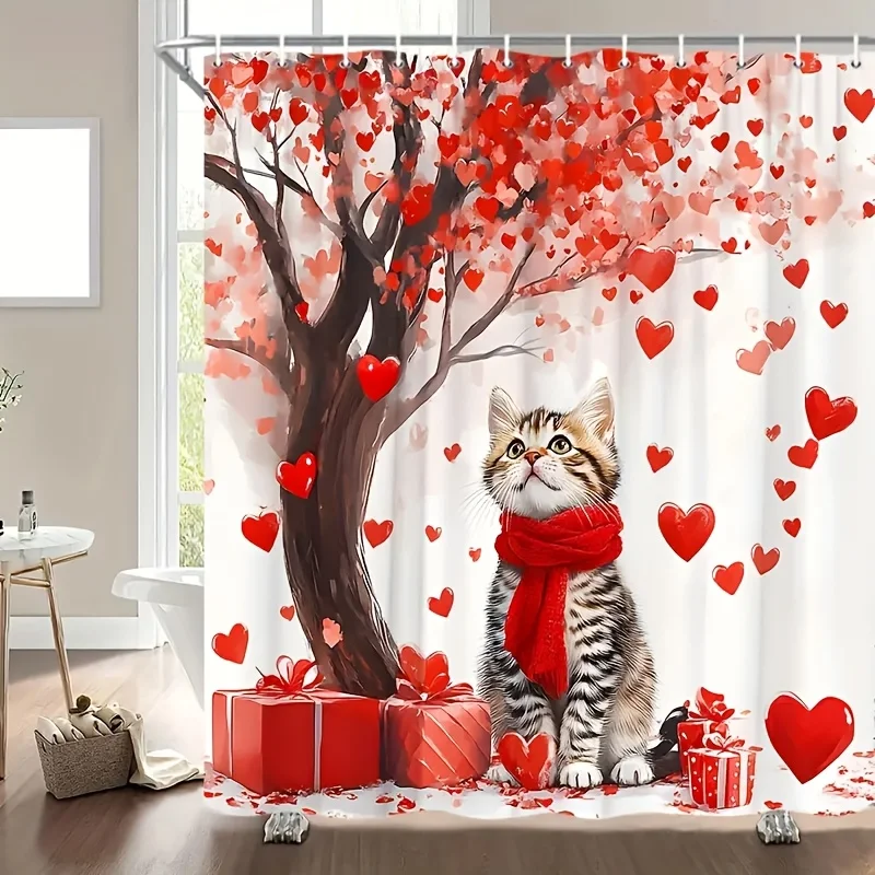 A Romantic-Themed Shower Curtain Featuring 