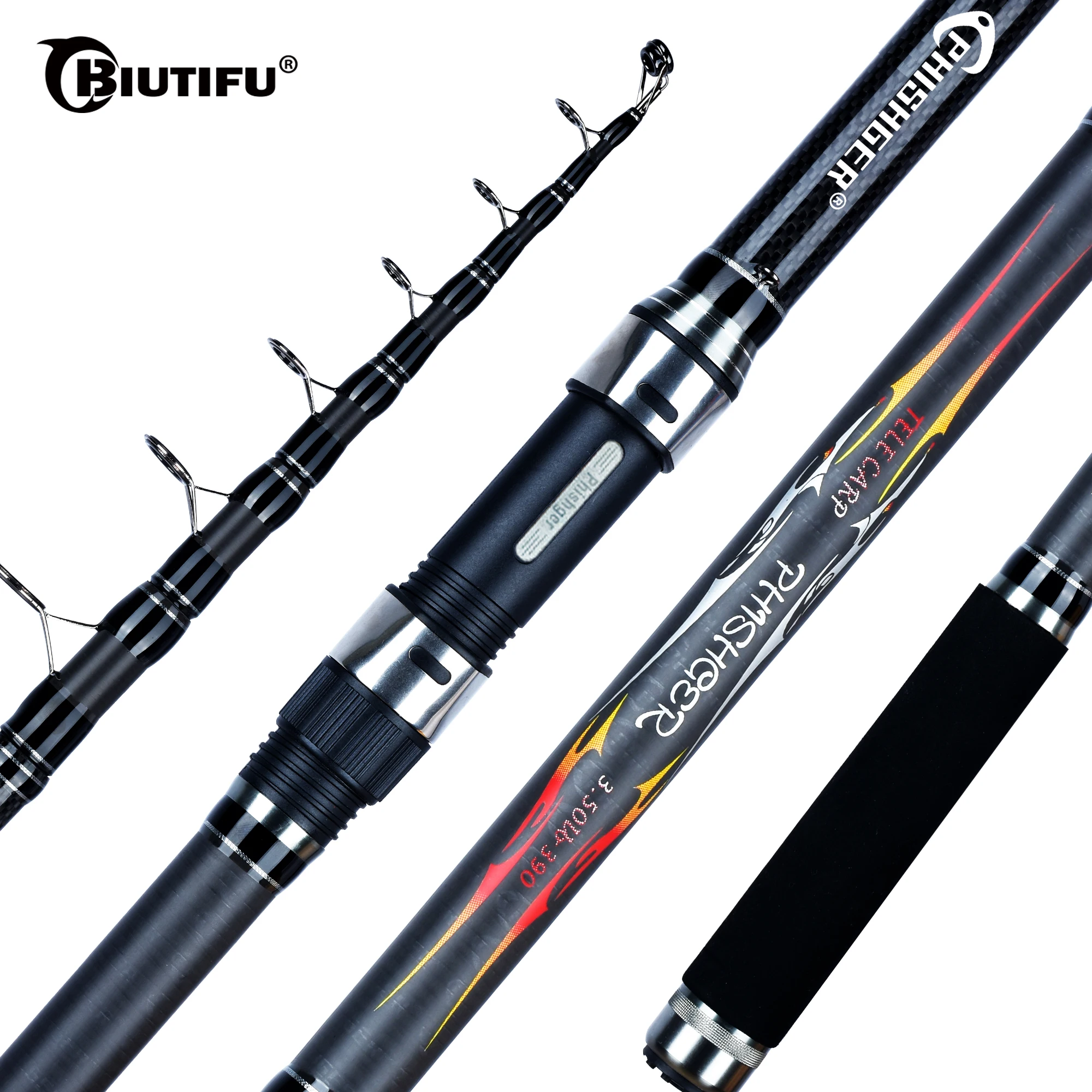 BIUTIFU canne à pêche de Surf télescopique 30T carbone filature 3.5lbs puissance 3.6 m/3.9 m/4.2 m canne dure carpe Surfcasting pour 40-160g
