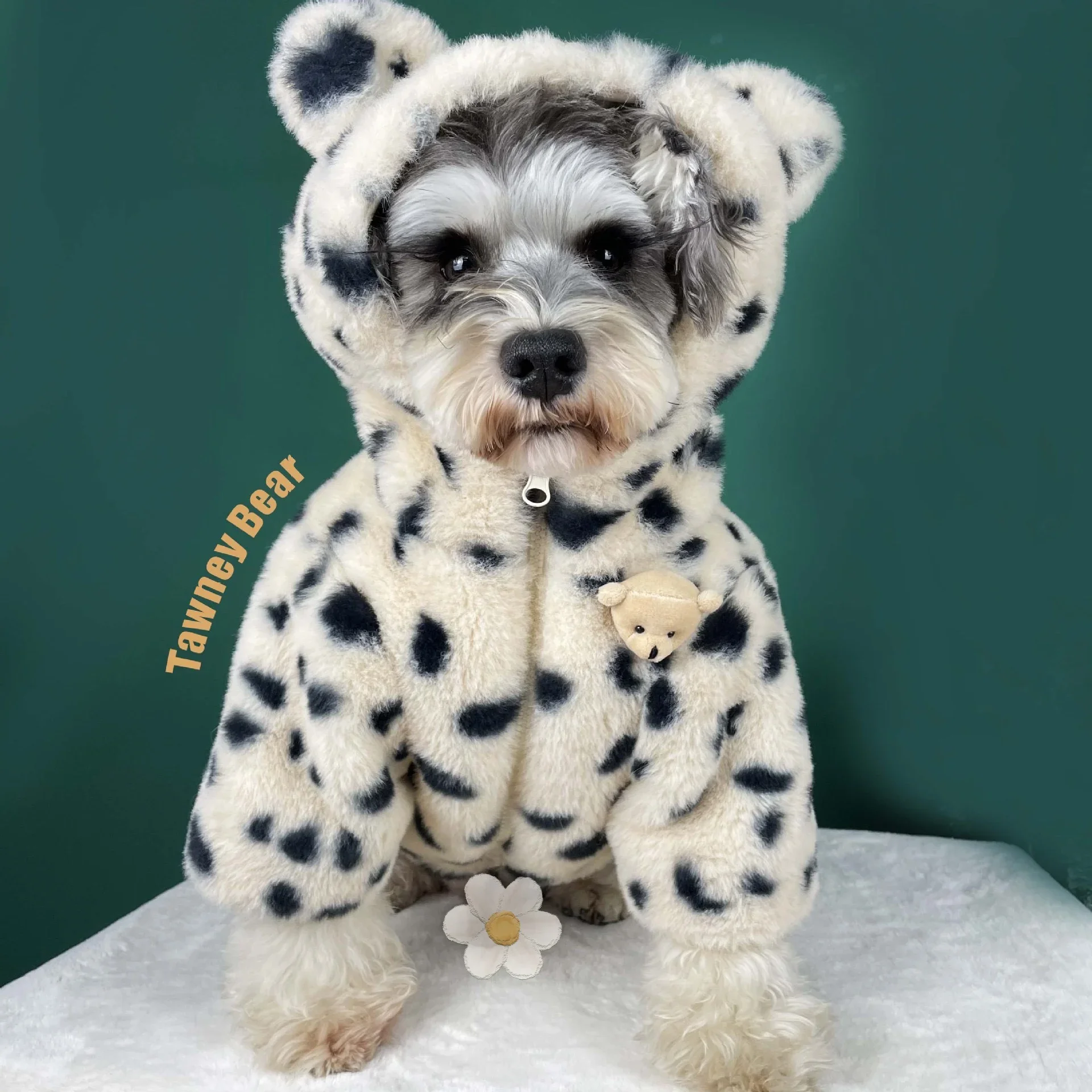 Autumn and Winter Dog Clothes Pet Spotted Plush Jacket Schnauzer French Dou Corgi Pomeranian