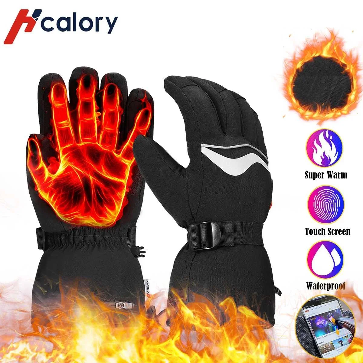 

2*3200mah Motorcycle Heated Gloves Winter Warm Waterproof Gloves Rechargeable Heating Thermal Gloves For Outdoor Skiing EU Plug