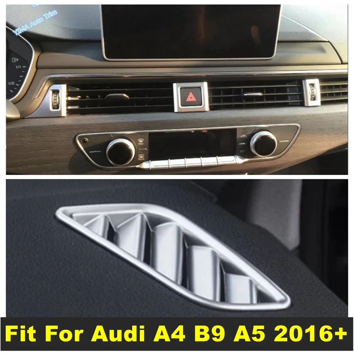 

ABS Car Dashboard Air AC Outlet Vent Sticker Accessories Decor Cover Trim For Audi A4 B9 A5 2016 - 2020 Matte Interior Refit Kit