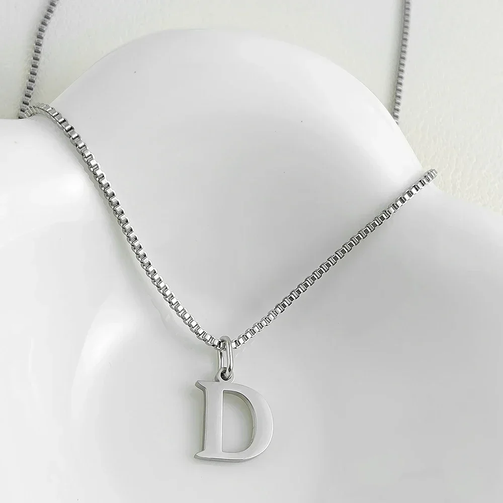 Initial necklace letter pendant chamrs stainless steel Necklace jewelry Women\'s Necklace Box Chain Choker woman trend 2025 gift