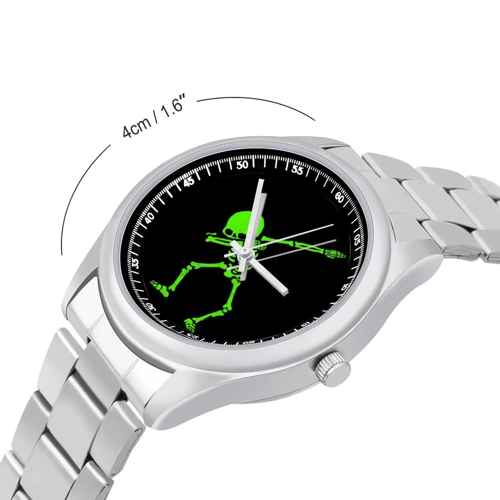 Dabbing Skeletons Green Quartz Watch Skull Aesthetic Couple Wrist Watch Photo Stainless Travel Wholesale Wristwatch