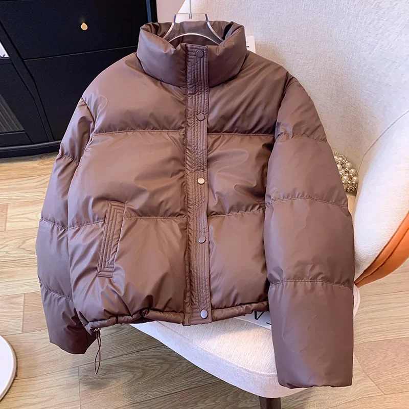 2025年冬新作 レディース 中綿ジャケット ホワイト コットンジャケット ハイネック 暖かい パンジャケット ショート丈 カジュアル パーカー トップス