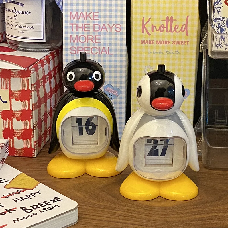 Kawaii Pingu Calendar Desktop Ornaments Penguin Doll Decoration Gift Collection Model Doll Toy Figurine For Kid Birthday Gift