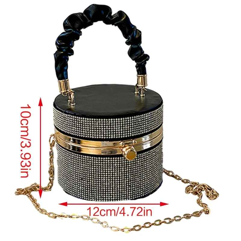 2024 NEW Rhinestone Bucket Bag Lady Purse Evening Bag Party Chain Bag Wedding Tote for Women Girl Crossbody Shoulder Bag