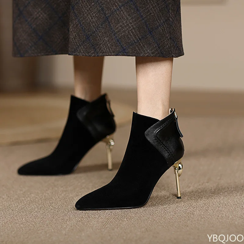 

Элегантные минималистичные короткие сапоги с острым носком, женские новые осенне-зимние модные универсальные ботинки, удобная женская обувь