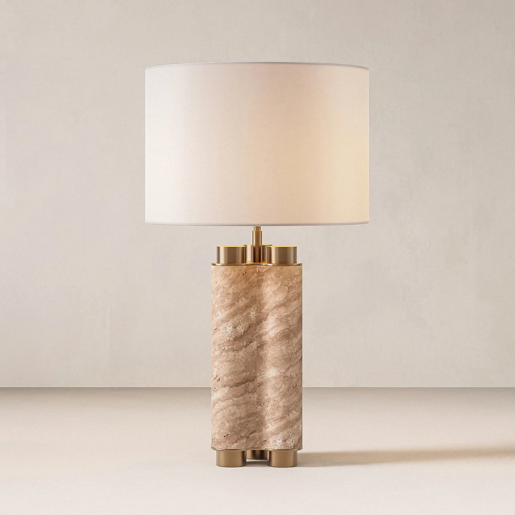 European Style Living Room Bedside Study Reading Room Desk Light Decorative Stone Luxury Natural Travertine Table Lamp