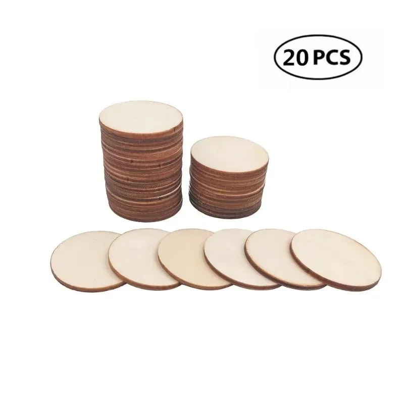 20 cerchi di legno da 60 mm per artigianato, rotondi di legno non finiti, ritagli di legno per artigianato, fette di legno vuote per sottobicchieri, decorazioni per la casa