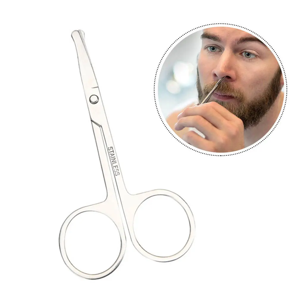 

Набор из 4 ножниц для бровей и удаления волос в носу, инструменты для ухода за лицом, нержавеющая сталь, нескользящие ручки, портативные, компактные