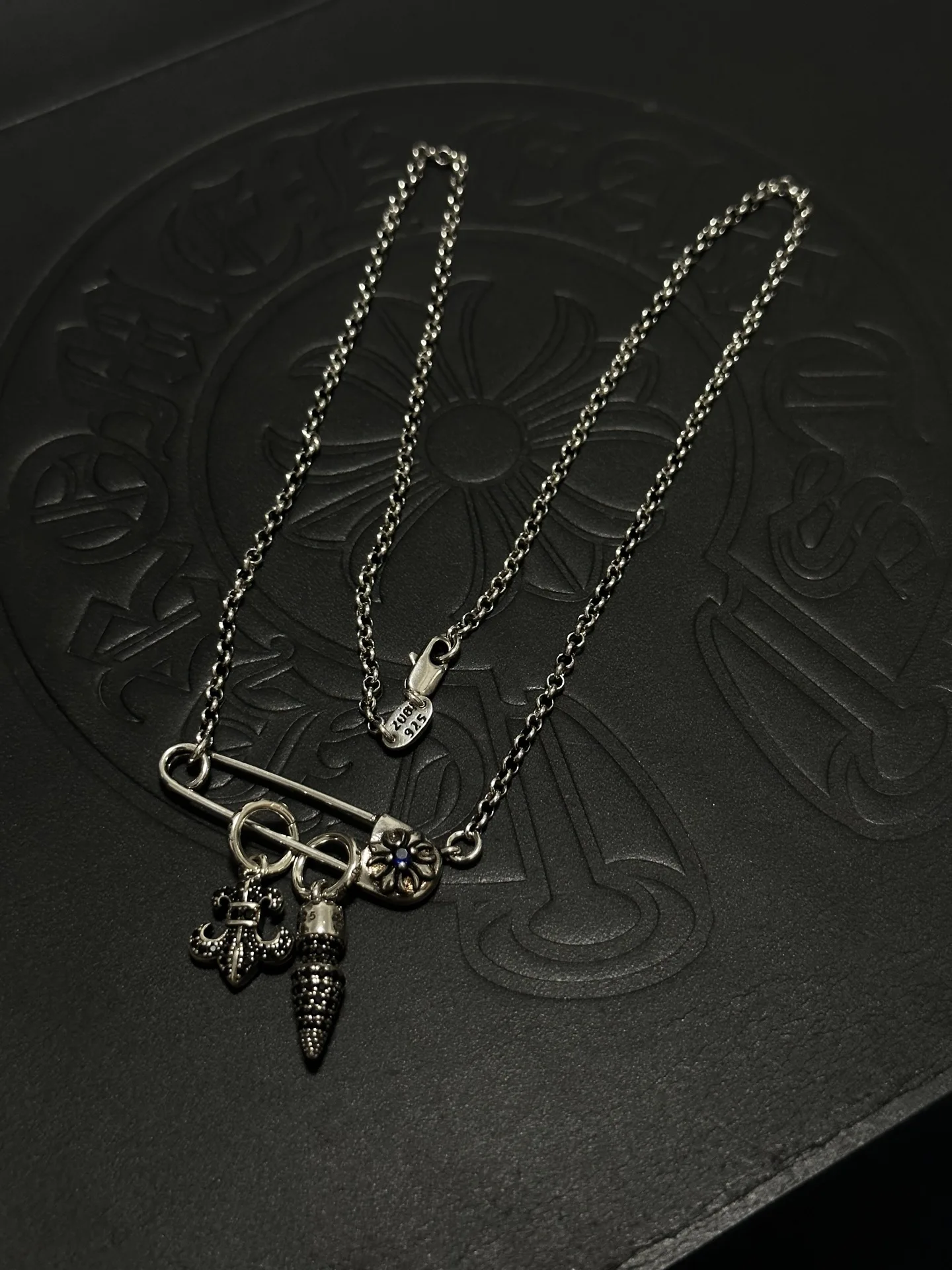 CH Pin Nail Pendant Necklace 925 Sterling Silver Unisex Couple Necklace Necessary jewelry for banquets
