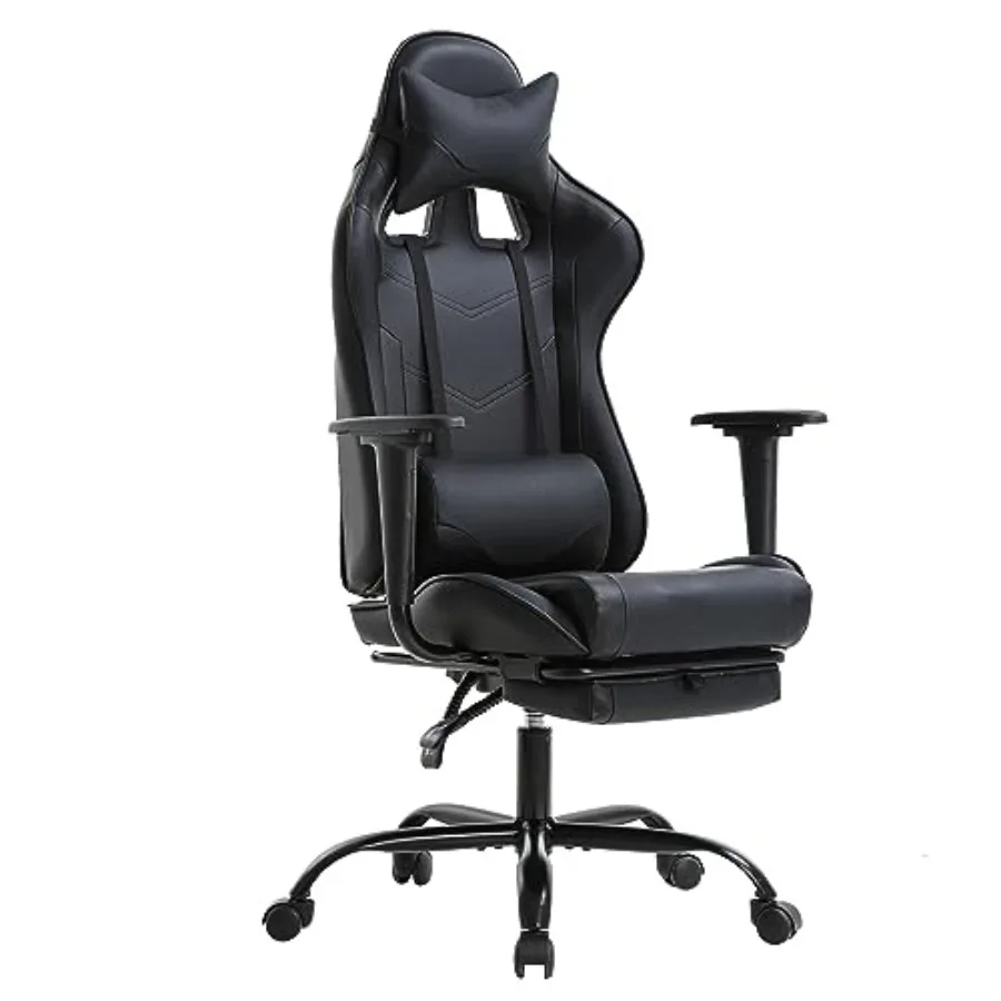 

Ergonomic Gaming Chair Black Reclining Computer Chair with Lumbar port, Headrest Pillow, Adjustable Footrests 360 Swivel with H