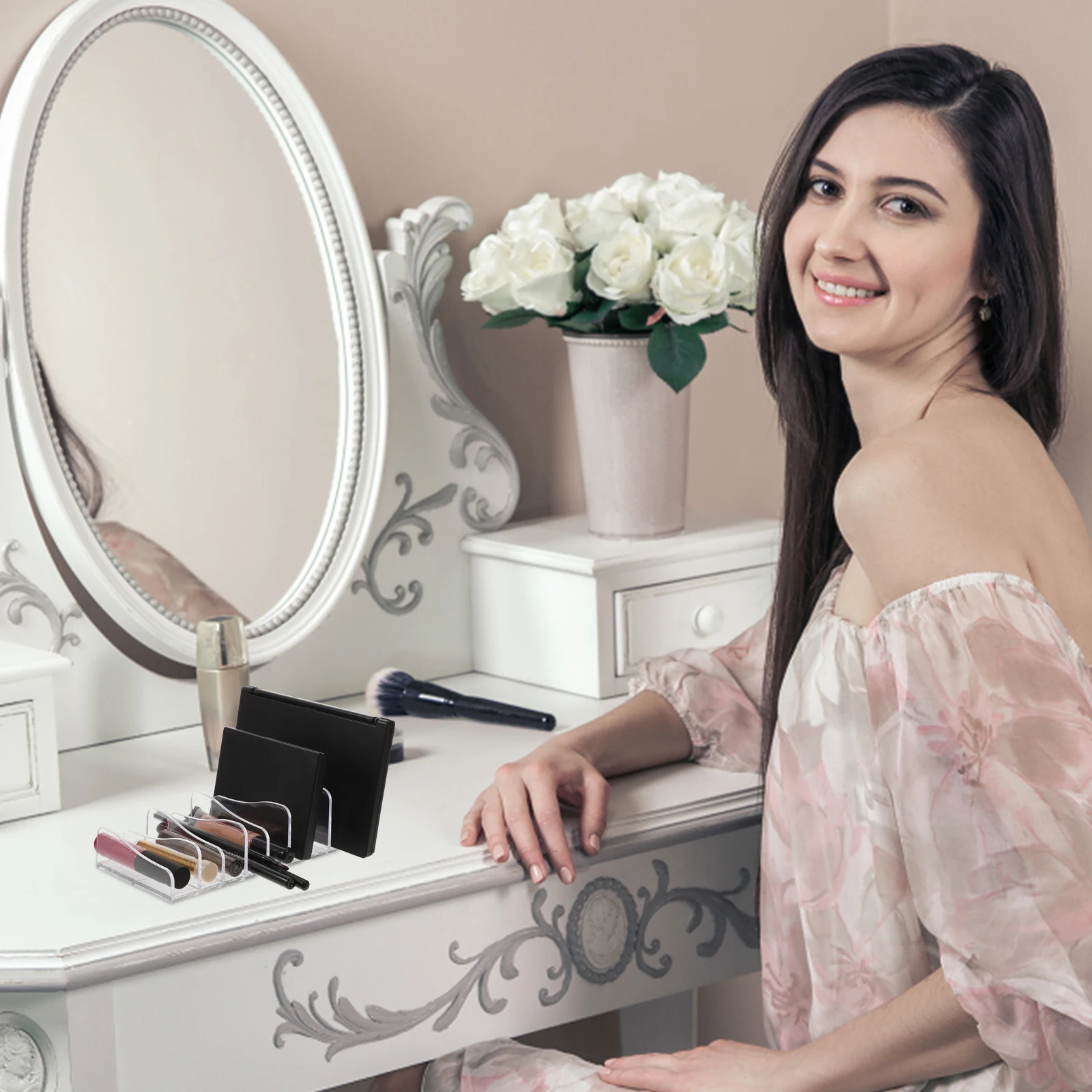 

2pcs Cosmetics Storage Rack 8 Grids Transparent Eyeshadow ganizer Holder Dressing Table Counter Top