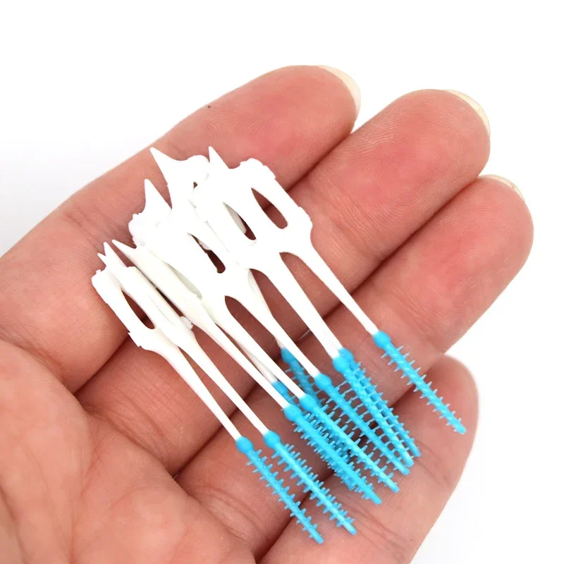 

40pcs/box Interdental Brush Orthodontic Brush Cleaning Teeth Gaps Oral Care Soft Silicone Head Interdental Brush Good for Gums