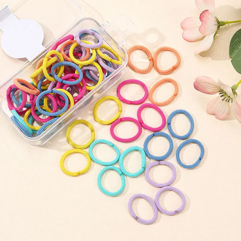 60pcs Kids Elastic Hair Bands Girls Gum Scrunchie Rubber Band for Children Nylon Hair Ties Headband Baby Hair Accessories