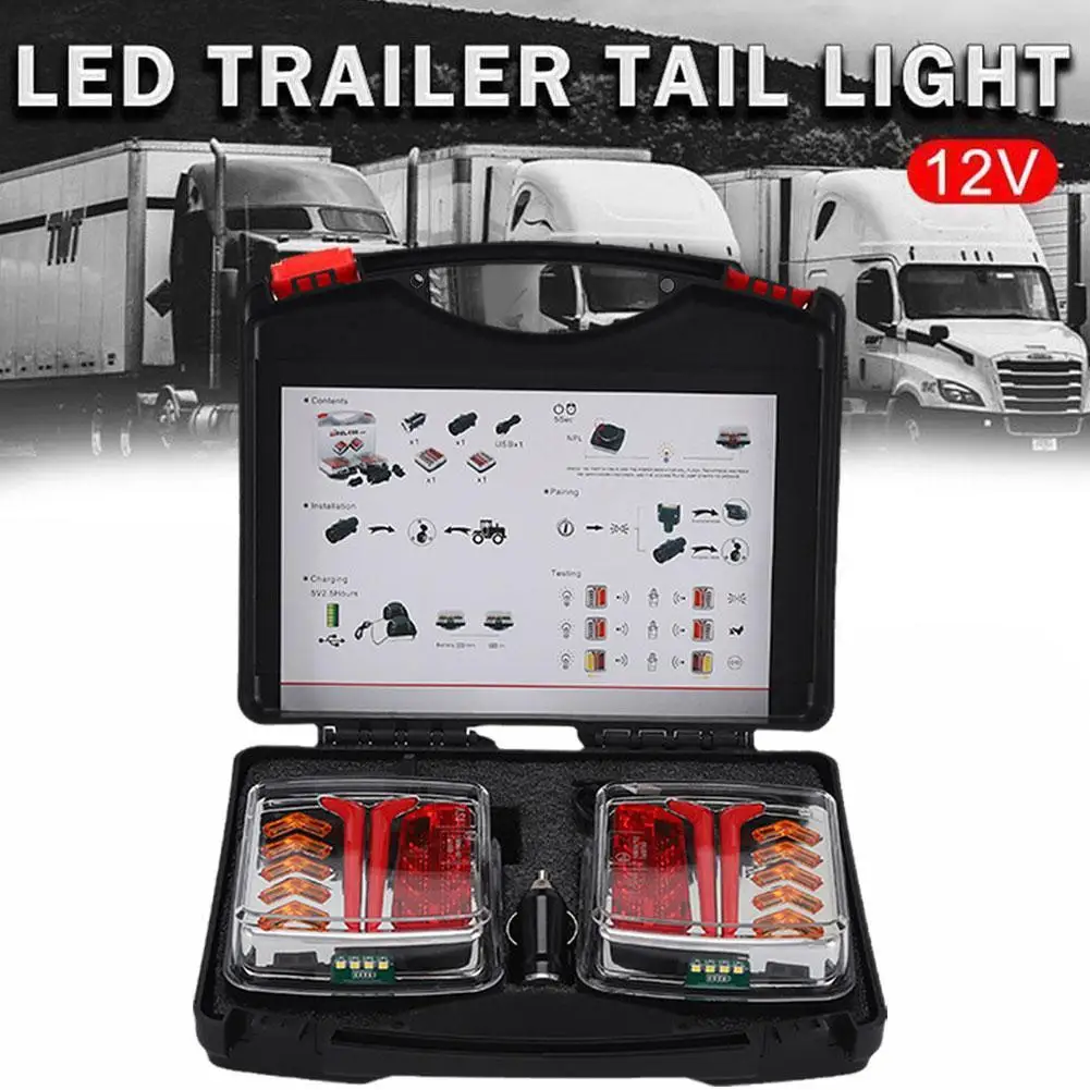 

Wireless Magnetic LED Tail Light Trailer Rear Light Signal Camper 24V 12V Warning Lorry Truck Light Brake RV T1C5