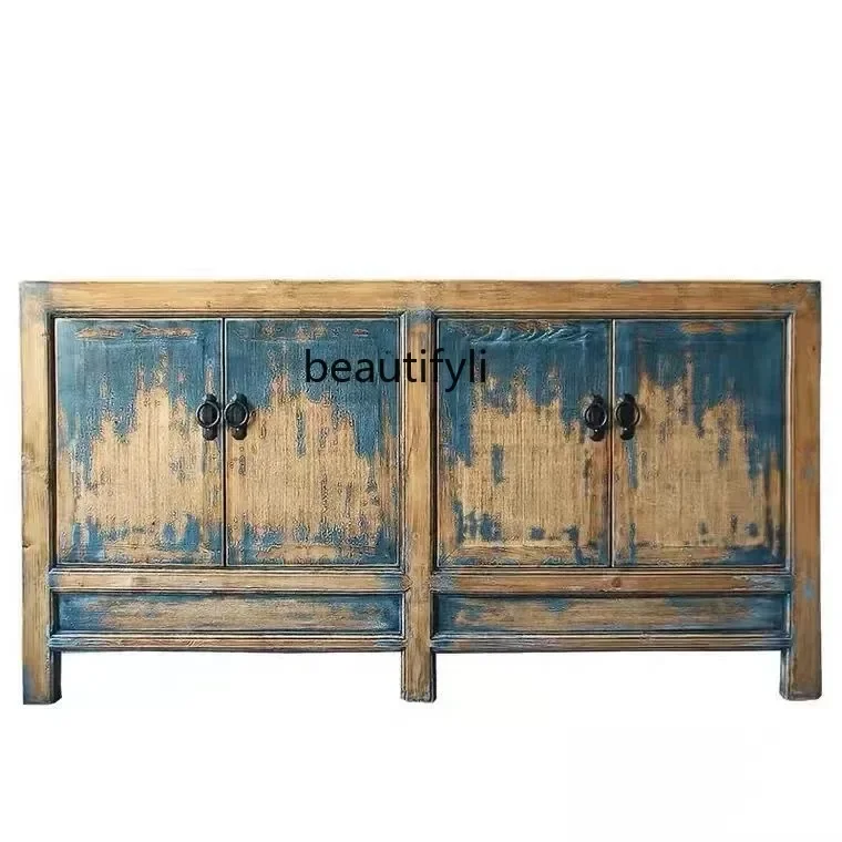 

A57 New Chinese solid wood dining side cabinet antique and old decorative retro locker neoclassical large shoe cabinet