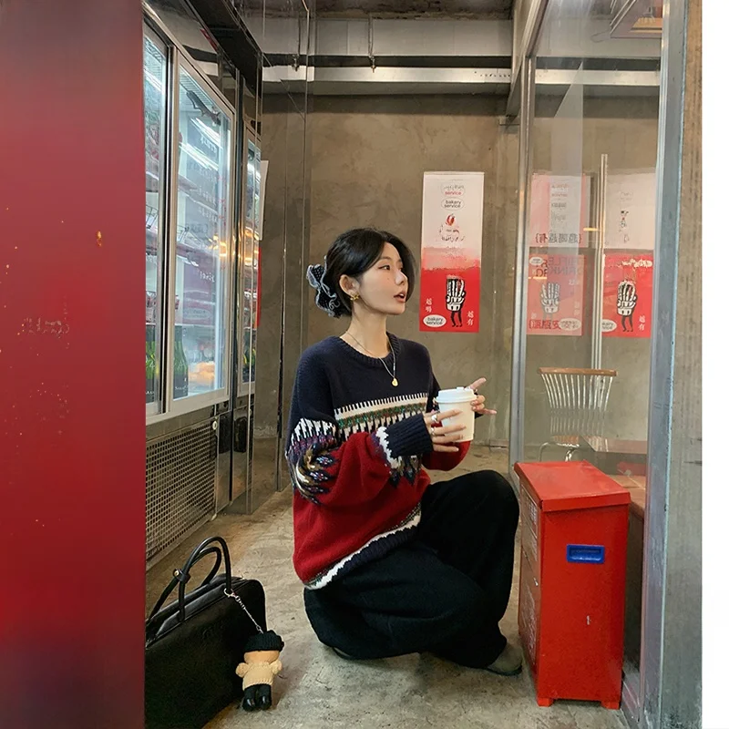 

Женский свитер Bebi из 100% шерсти в скандинавском стиле Fair Isle, теплый топ для зимы, с длинными рукавами, эксклюзивная онлайн-модель для девушек