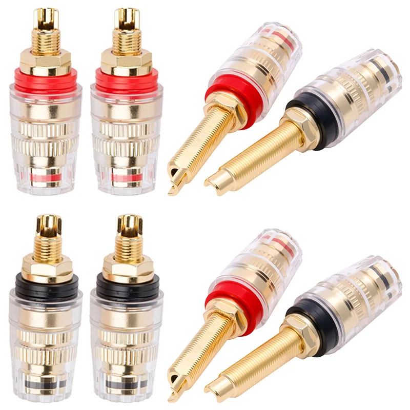 

2 шт. (черный + красный) позолоченный аудиоразъем HIFI разъем усилителя динамика M8 L8 переплетный штекер типа «банан»