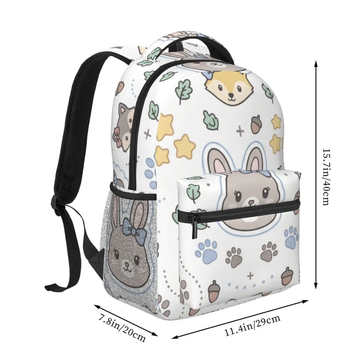 Botanical Aesthetic Backpack Center Woodland Animal Paw Leaf Star Y2K Coquette Light Ground Women Girls Daypack for College Pet