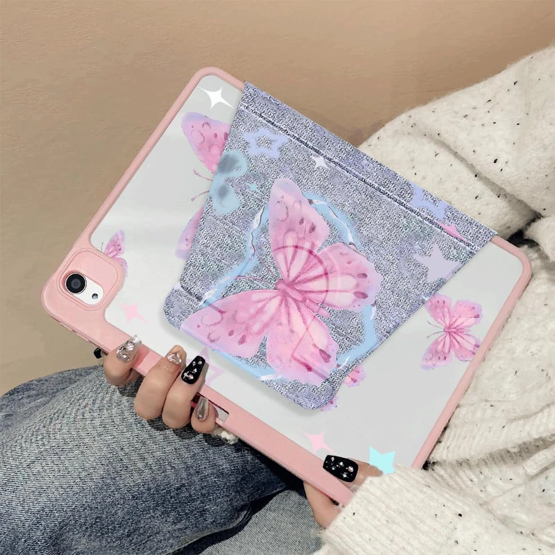 Coque de Protection Papillon Rose Rotative à 360 °, Accessoire pour IPad de 10e Génération, Air 5, 4, Pro 11, 10.2, 7, 8, 9e, 2022