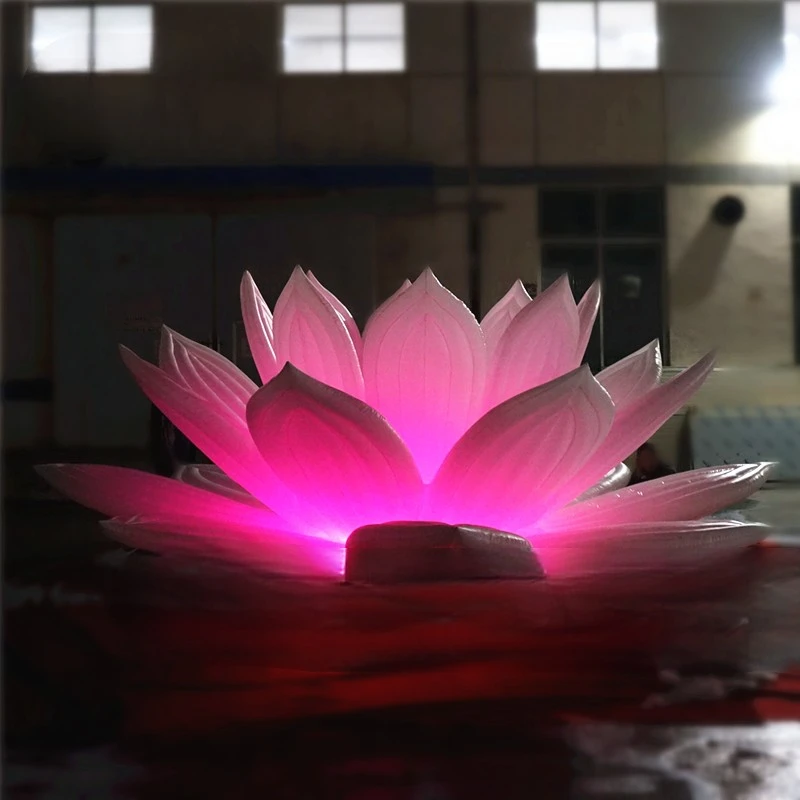 Flower Customized Inflatable Lotus  Lighting  3m/6m White Led Artificial Flower For Concert And Party Night Decoration