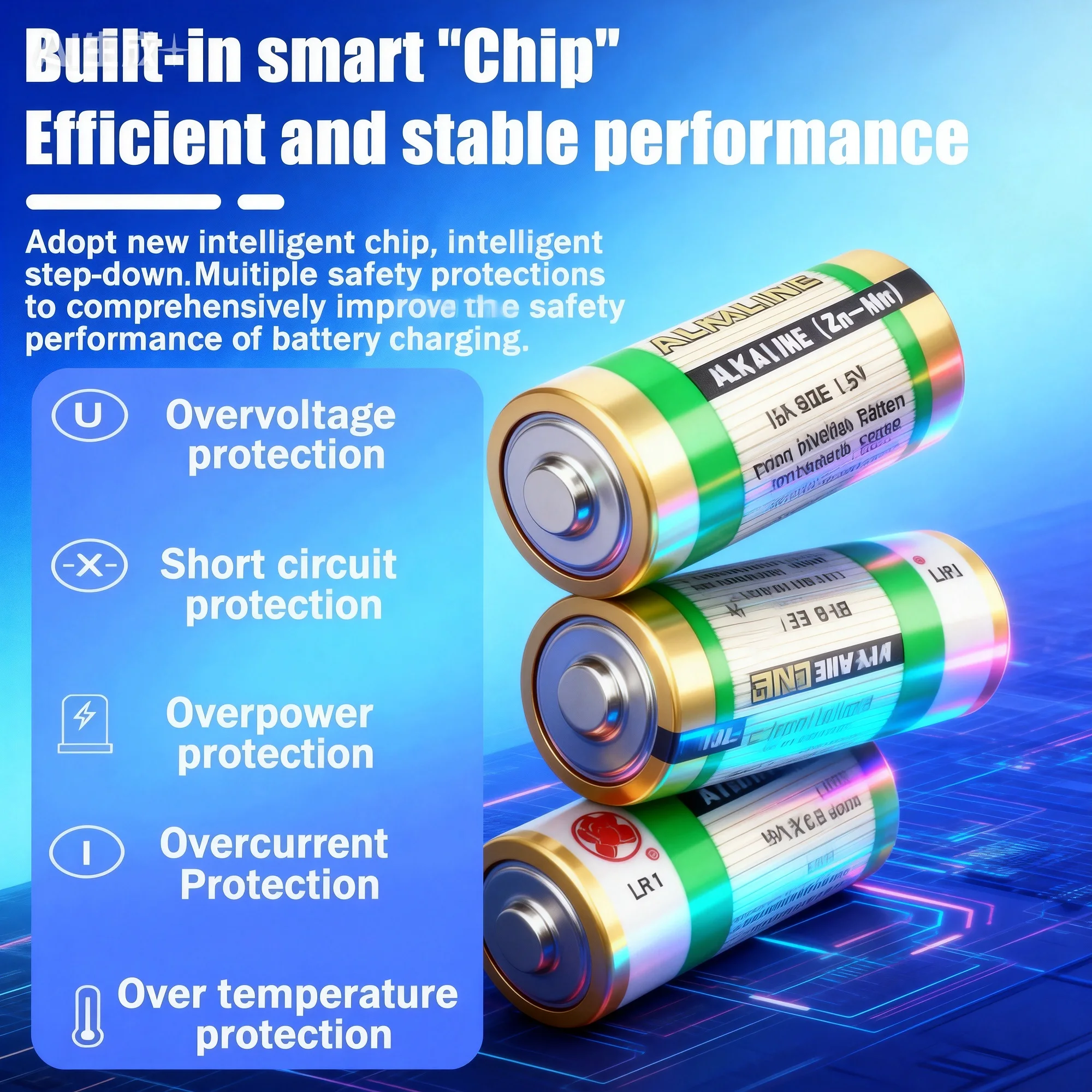 

Alkaline Batteries for MP3, Walkman, Doorbell, Bluetooth Speaker, Primary Dry Battery LR1 15A AM5 MN9100 E90, 1.5V Latest N Size