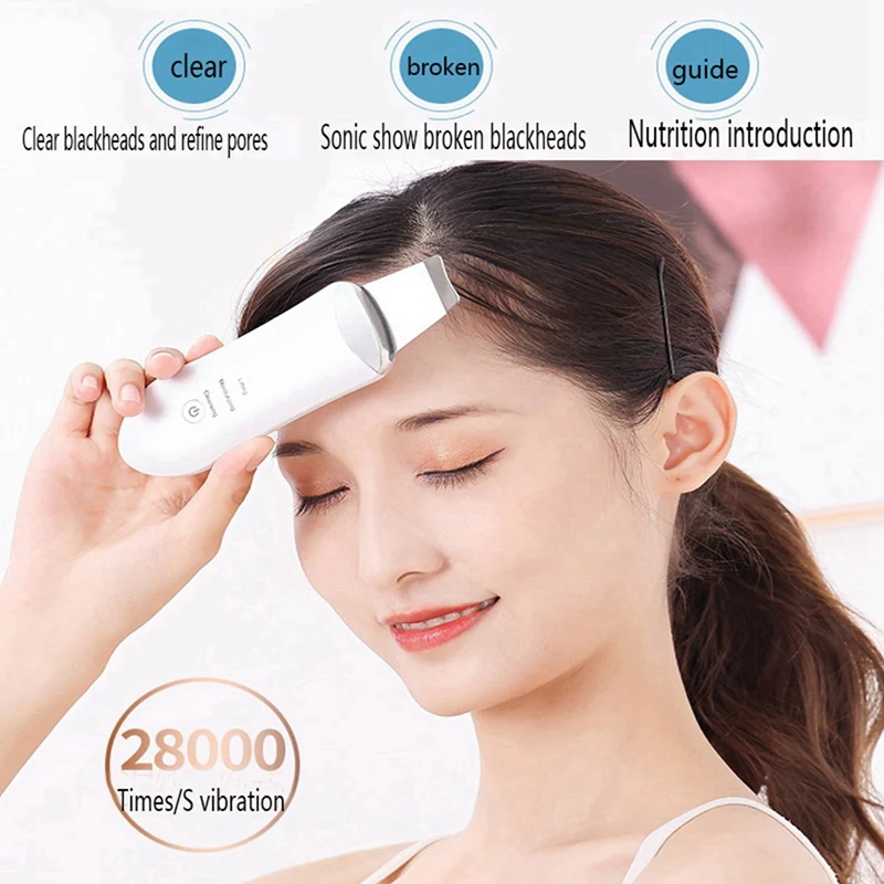 2X Ultrasonic Facial Skin Scrubber Beauty Machine Ion Deep Face Cleaning Peeling Shovel Exfoliating Skin Care Device