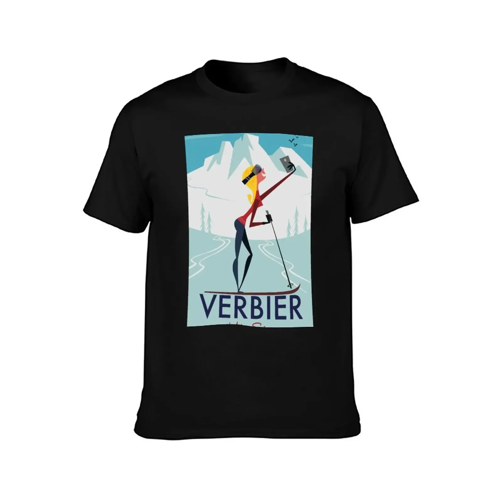 Verbier ski poster T-Shirt customs korean fashion customizeds baggy shirts plain white t shirts men