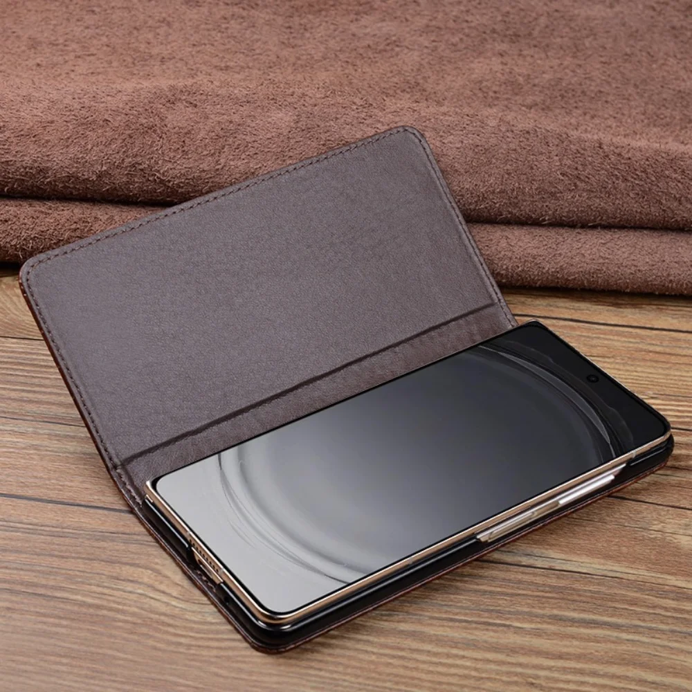 Premium Genuine Cowhide Leather Magnetic Flip Case for OPPO Find N6 Business Crocodile Alligator Litchi Pattern Full Cover Book