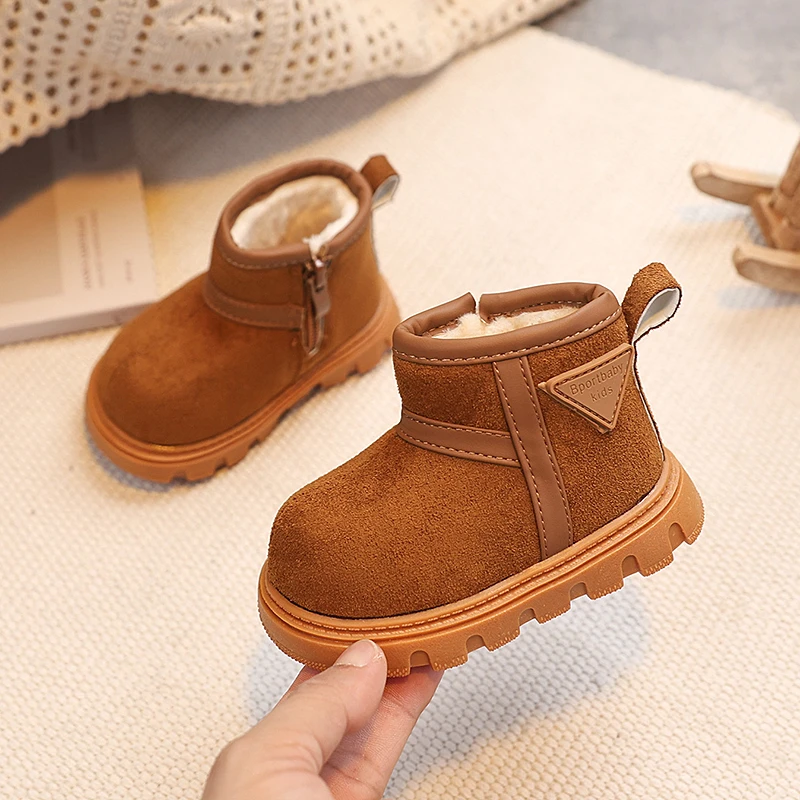 الخريف الشتاء طفل الفتيات الفتيان أحذية الاطفال أفخم حذاء من الجلد الأطفال في الهواء الطلق أحذية لينة وحيد المضادة للانزلاق الرضع حذاء طفل صغير