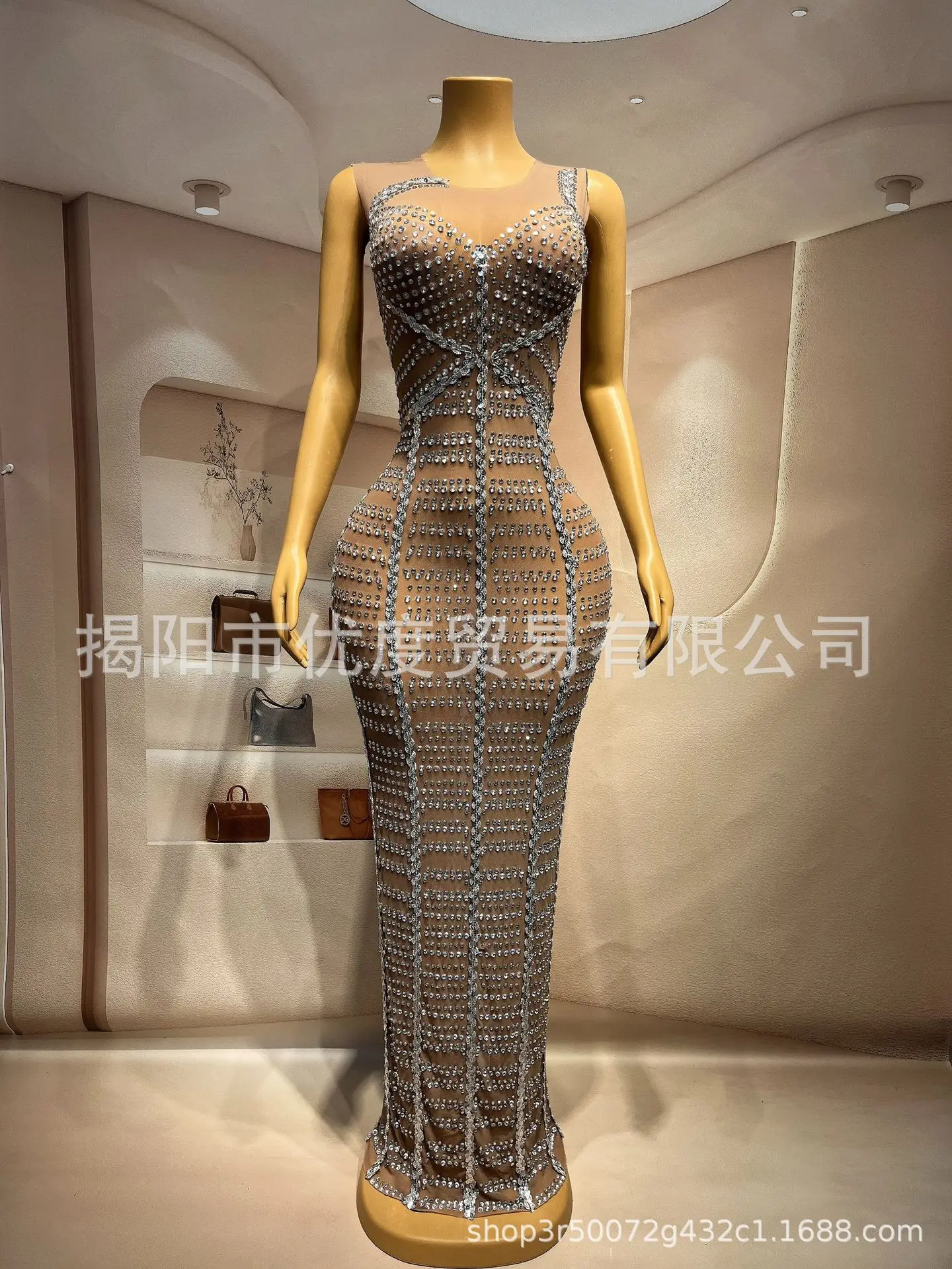 Elegante temperamento renda brilhante strass lantejoulas vestido recepção tapete vermelho noite palco desempenho vestido longo pérola robe festa